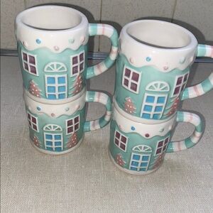 Lang Christmas Gingerbread House Pastel Espresso Set Of 4 Mini Mugs Holiday